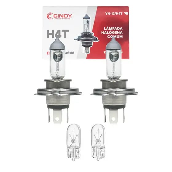 Kit Lampadas Farol Baixo Alto H4 60/55W 12V + T10 5W 12V Original Cinoy 4 unidades