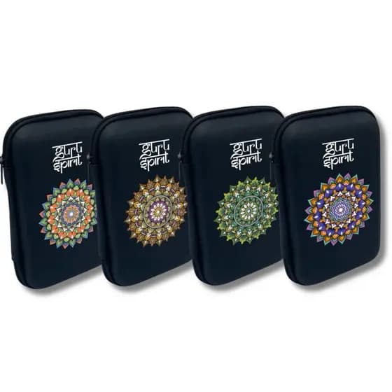Case Guru Spirit Mandala Cores 15x11cm Porta Acessórios Armazenamento Documentos Carregador Cabo Pendrive Fones