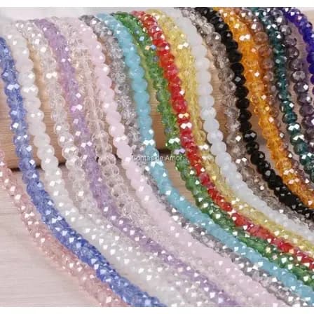 Fio de cristal 8mm CORES PREMIUM - 65 à 70 contas - flat, achatado, facetado- Para terços, pulseiras, guias, japamala, c