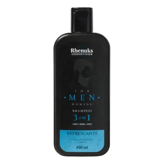 SHAMPOO MASCULINO 3x1 CABELO BARBA CORPO - REFRESCANTE - HIDRATA NÃO RESSECA PARA HOMENS EXIGENTES E QUE SE AMA