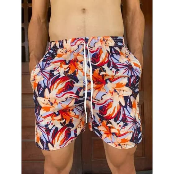 Bermuda Tactel Estampado Short Masculino Mauricinho Praia Verão Leve Confortável 3 bolsos
