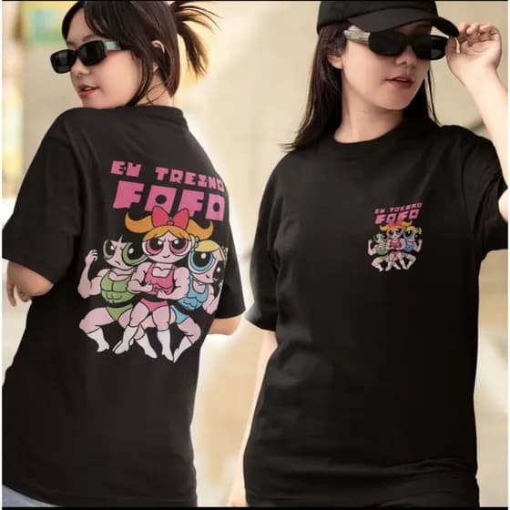 Camiseta Academia Eu Treino Fofo Super Poderosas Algodão Slim