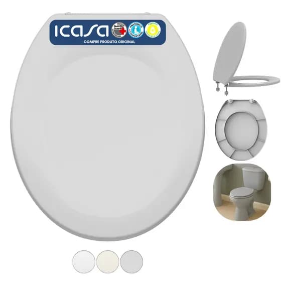 Assento Tampa Vaso Diamantina Sabará Icasa Original Oval Cinza 1.6gpf 6lpf