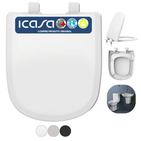 Assento Tampa Vaso Etna Icasa Original Polipropileno Reforçado Antimicrobiano + Higiênico 6lpf