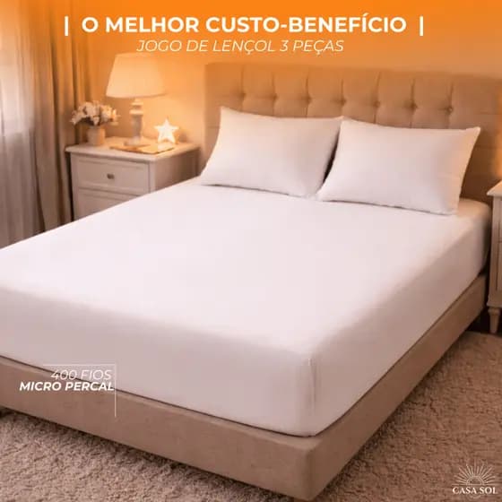 JOGO DE LENÇOL | BASIC | CASAL | 3 PEÇAS | MICRO PERCAL | 400 FIOS | MACIO | CORES