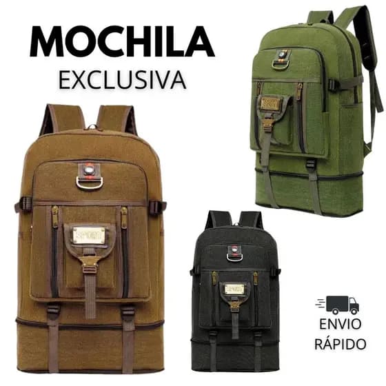 Mochila Lona Grande Com Compartimento Expansível e Média Reforçada Camping Trabalho Trilha