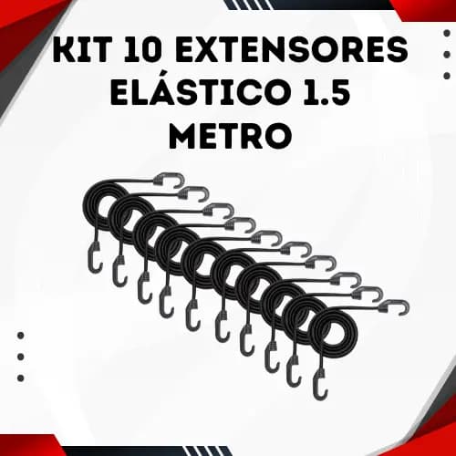 Kit 10 Extensor Elástico 1.5 Metro Corda Elástica para Carga Moto Bicicleta
