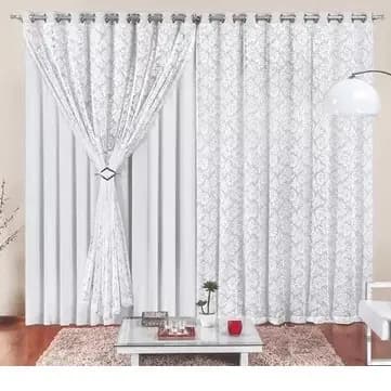 Cortina De Sala, Quarto Renda Yasmin 3,00x2,80mts Varao Simples
