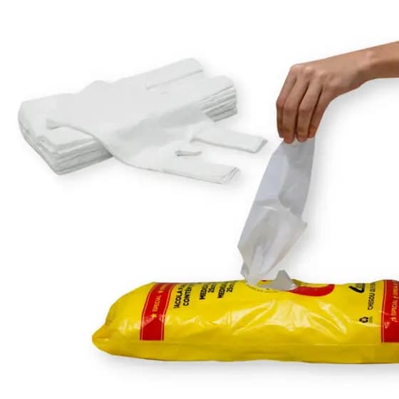 100un sacola plástica fina branca 25x35 alça camiseta sacola mercado hortifrúti delivery loja