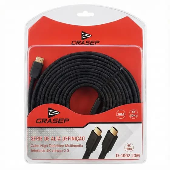 Cabo HDMI 4K 2.0 20m Alta Definição Conector Dourado TV PC Game Notebook Monitor Projetor Cabo Longo Reforçado 30hz
