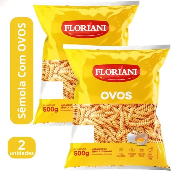 Macarrão Massa Seca Sêmola Com Ovos Parafuso 500g Fusilli 500G Pasta Fácil Floriani