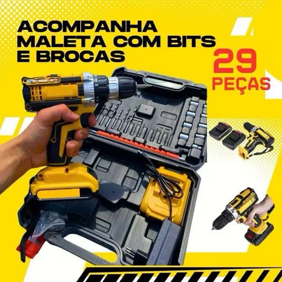 Parafusadeira Furadeira com 2 Baterias de 48v Maleta e Acessórios Completo PROMOCAO