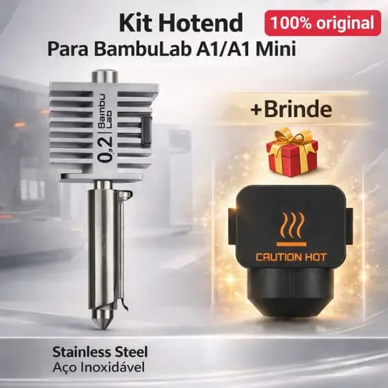 Hotend Original Para BambuLab A1/A1 Mini 0.2mm/0.4mm Aço Inoxidável