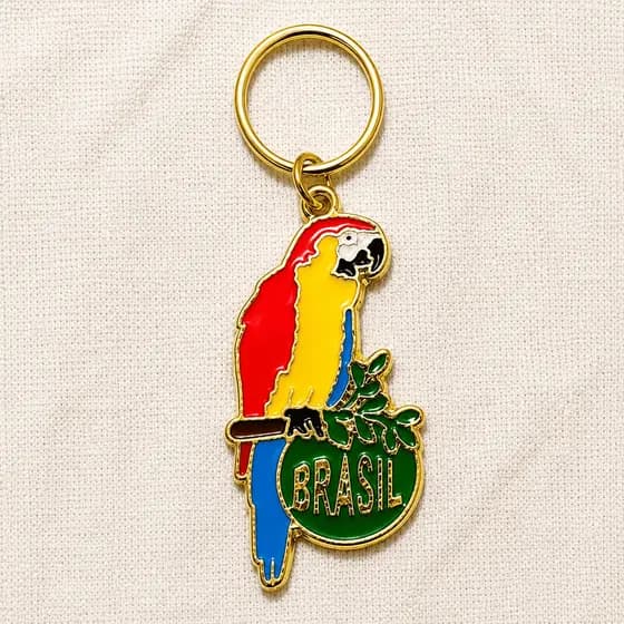 Chaveiro Arara Brasil Souvenir em Metal | Presente Lembrança Brasileira