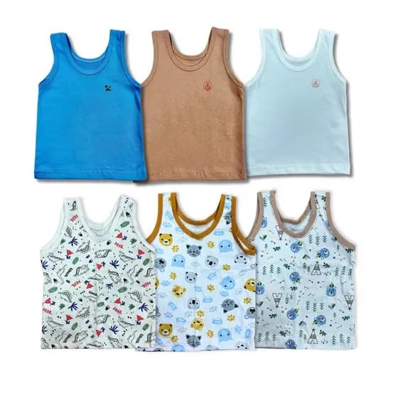 Camisetas Regatas Bebê Masculino Kit 6 Peças Blusa Verão Infantil Menino Roupa Tam. 1 2 3 Algodão