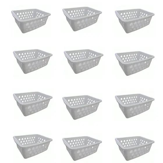 Cesto Organizador Kit 12 pçs 12x16 Gaveta e Armário Branco Multiuso Pequeno