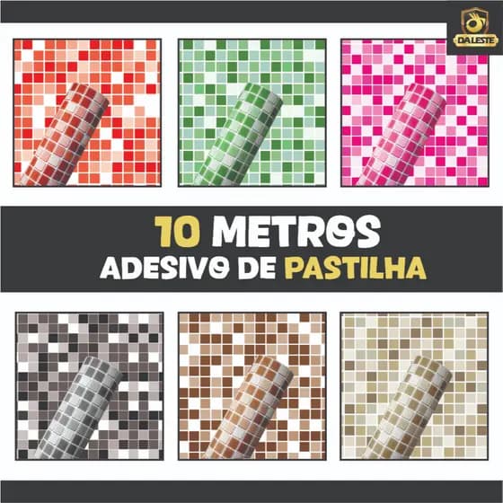 10 Metros x 45cm Papel De Parede Adesivo Pastilhas Cozinha Banheiro Box Lavável Autocolante Quadradinhos Azulejo IMP