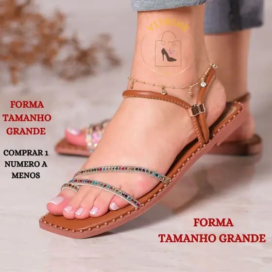 Sandália Rasteirinha Feminina Luxo Brilho Strass