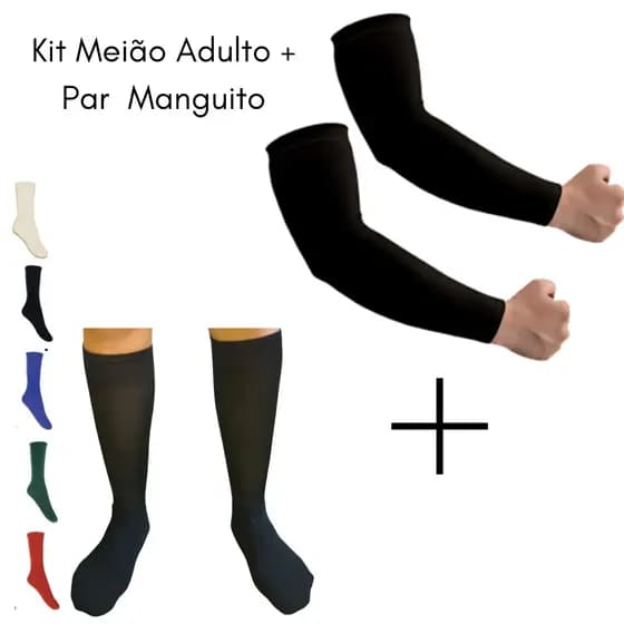 Kit Par de Manguito Mangote Proteção Solar Segunda + Meia Meião Cano Longo