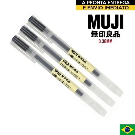 Caneta Muji 0.38mm Preta 3 Unidades Original Japão