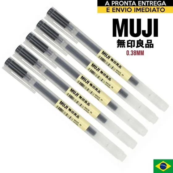 Caneta Muji 0.38mm Preta 5 Unidades