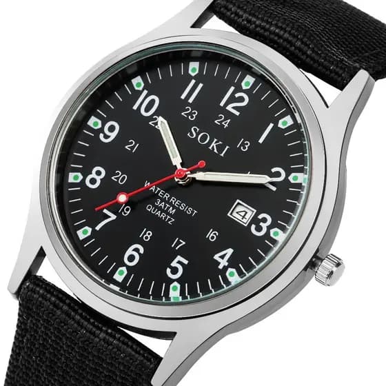 Relógio Masculino Estilo Militar Preto Durável