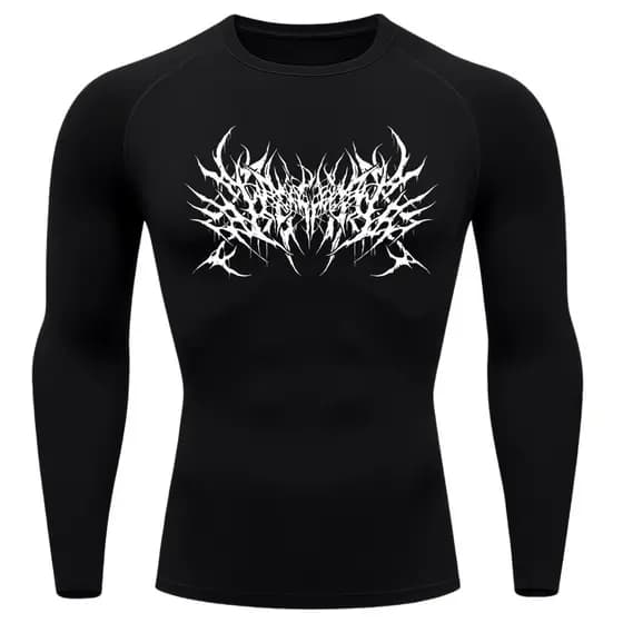 Camiseta Compressão Manga Longa Proteção Uv Segunda Pele Cyber Tribal Metal Dark Darknes Rash Guard