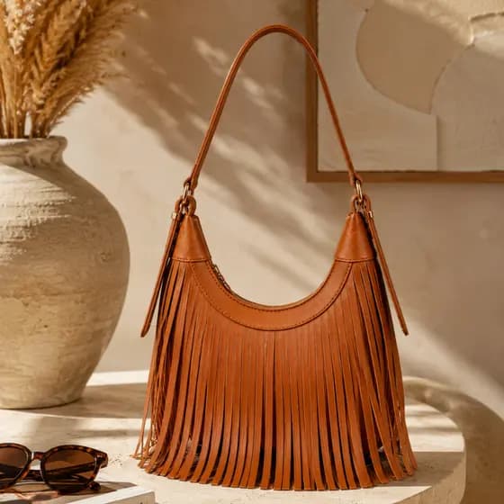 Bolsa De Franja Meia Lua De Ombro versátil Para Eventos Elegantes Presentear Dia Nos Namorados Show Rodeio Cowgirl