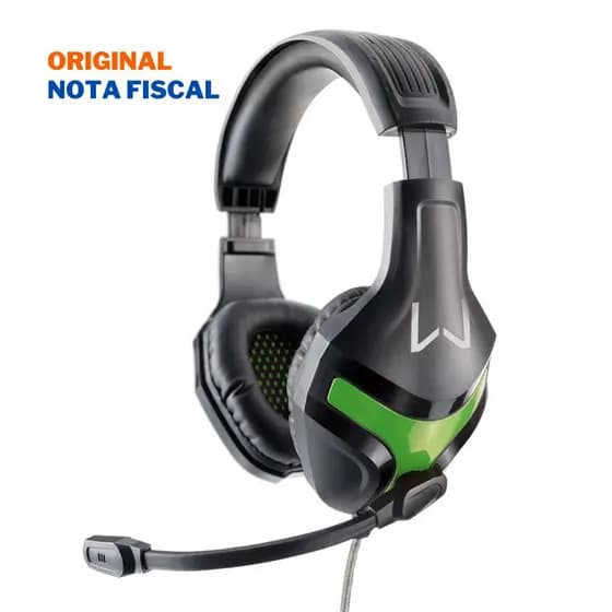 Headset Gamer Warrior Harve Multilaser PH298 Verde Super Bass Fone de Ouvido com Microfone 2 Plug P2