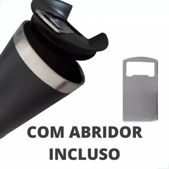 Tampa Preta com Abridor para Copo Térmico 473ml
