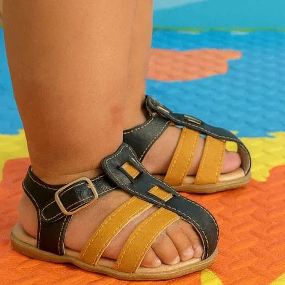 Sandália Papete Infantil Menino Menina Kids Ajuste de Fivela 2 Tiras Conforto Bebê Masculino 17 ao 22