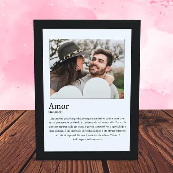 Quadro Personalizado Com Foto Casal / Frase / Presente / Moldura - Amor