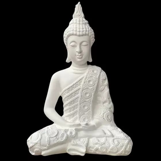 Buda Tibetano Branco Decorativo Esotérico Enfeite Top