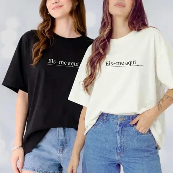 Camiseta Oversized Feminina EIS-ME AQUI 100% Algodão Premium - Cristã - Moda Streetwear