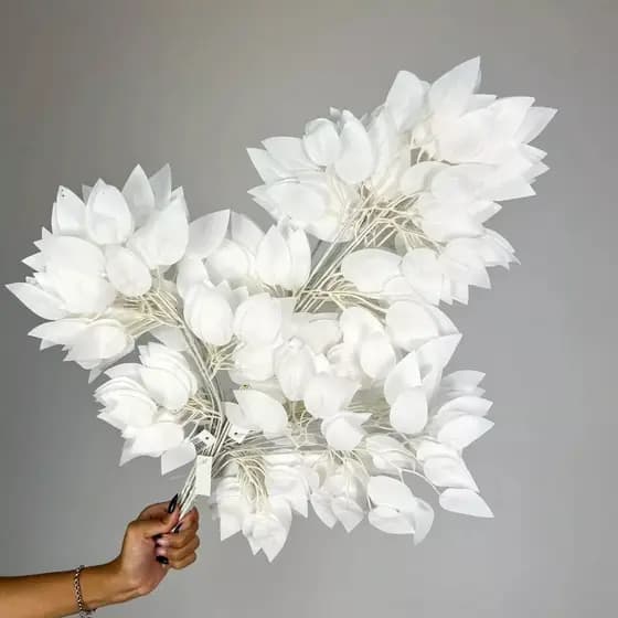 48 Unidades Folhas de FICUS BRANCO de silicone - BH802259