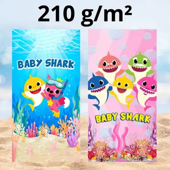Toalha de Praia Infantil BABY SHARK 70X140cm Secagem Rápida Praia Piscina