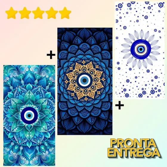 Toalha de Praia e Piscina Estampada Olho Grego Mandala – 70x140cm Secagem Rápida e Alta Absorção