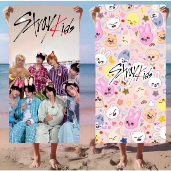 Toalha de Banho Kpop Stray Kids STAY Praia Piscina Felpa Estampada 70X140CM