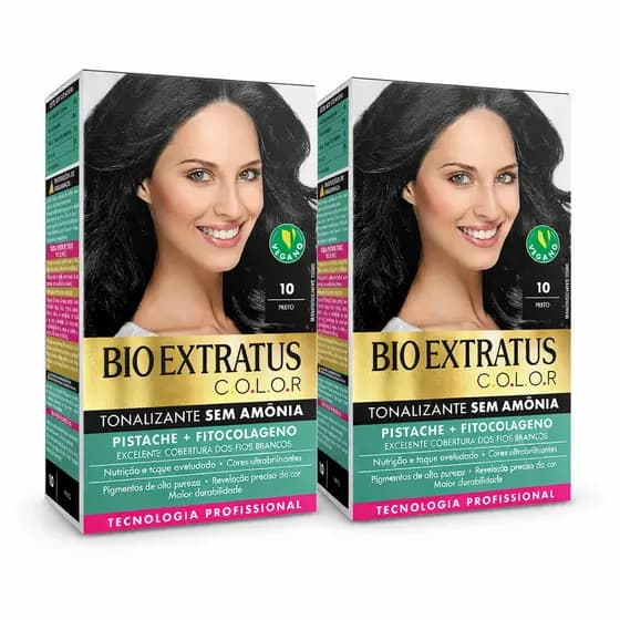 Kit 2 Tonalizantes Preto 10 Bio Extratus Vegano Sem Amônia