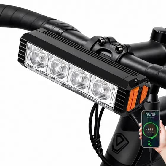 Farol Bike 4 Leds 1200 Lumens Lanterna Dianteira Com Carregador Powerbank 4000mAh