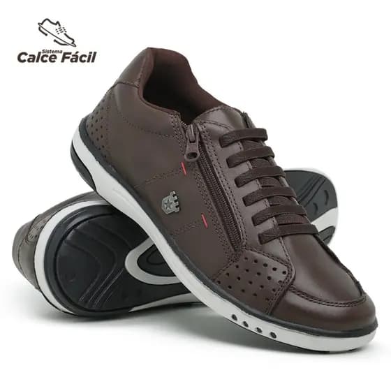 Sapatenis Masculino Couro Vegano Confort Casual Anti Stress Ortopedico
