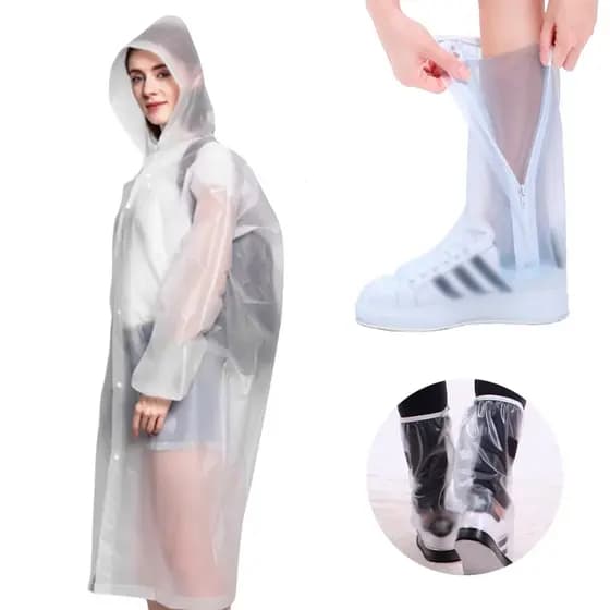 Capa de chuva EVA sem cheiro + capa de tenis cano alto pra calçados