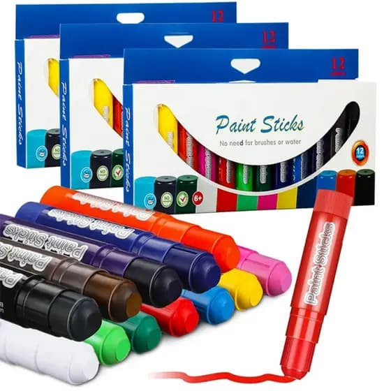 Kit 12 cores bastão guache para pintura facial tinta bastão retrátil corporal Lavavél e Não Tóxico