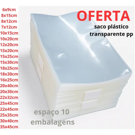 saco transparente varias medidas 100 / 50 / saco plástico poli transparente brilhante de alta qualidade
