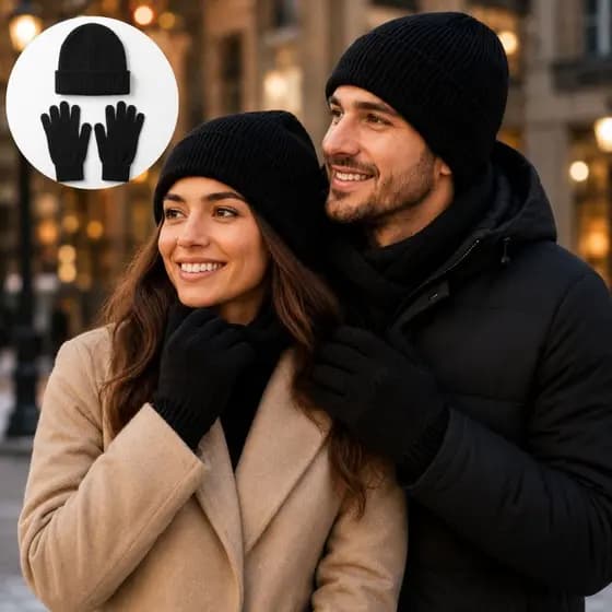 KIT TOUCA E LUVAS DE INVERNO UNISSEX GORRO PROTEÇÃO CONTRA FRIO TÉRMICO MACIO TAMANHO ÚNICO