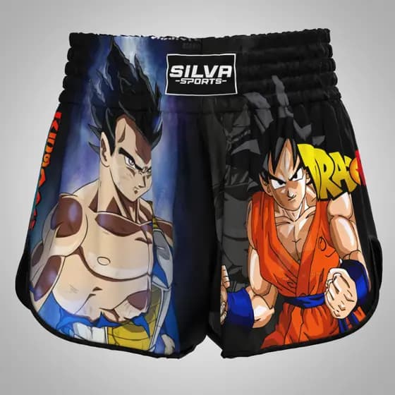 Short Muay Thai Goku Dragon Ball Masculino Infantil Adulto | Calção Bermuda Boxe Kickboxing