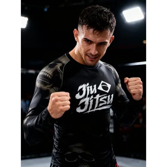 Rashguard Jiu Jitsu NoGi Caveira – Camisa de Compressão Masculina MMA Treino Grappling Luta Fitness