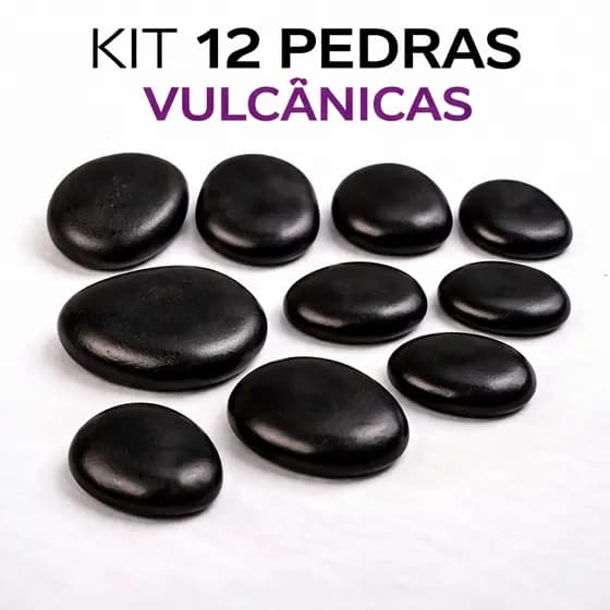 Kit 12 Pedras Quentes Vulcânicas Para Massagem Terapia e Relaxamento