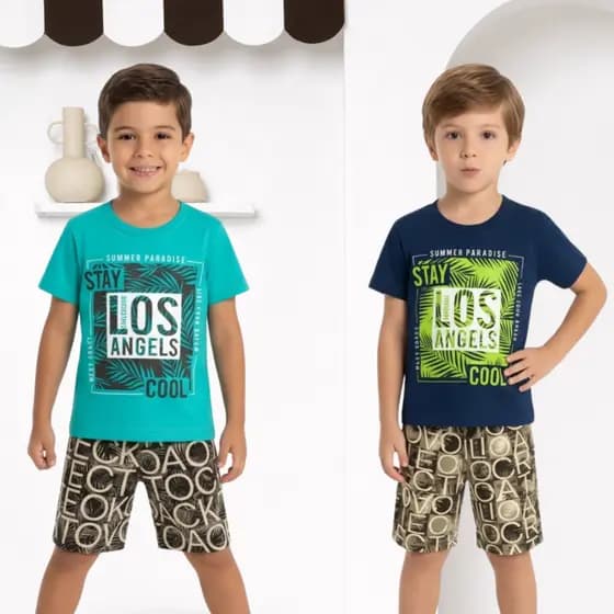 Conjunto Infantil Masculino Verão Algodão – Roupa Leve Menino 4 ao 12