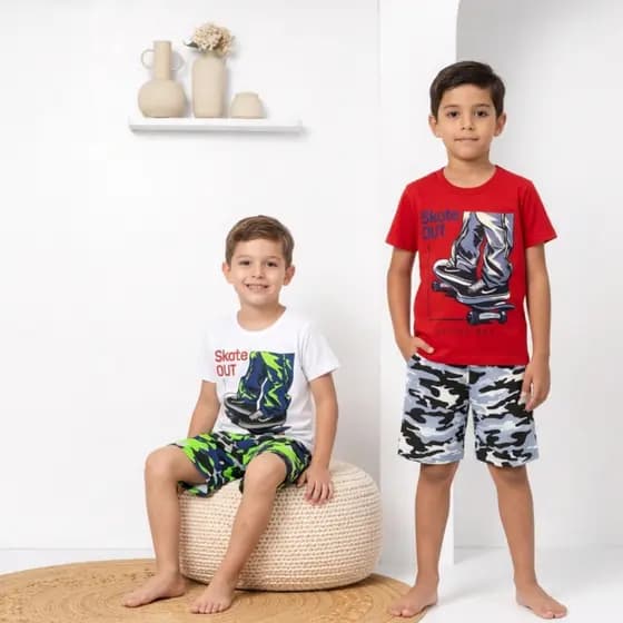 Conjunto Infantil Masculino Verão – Roupa Leve Algodão Menino 4 ao 12